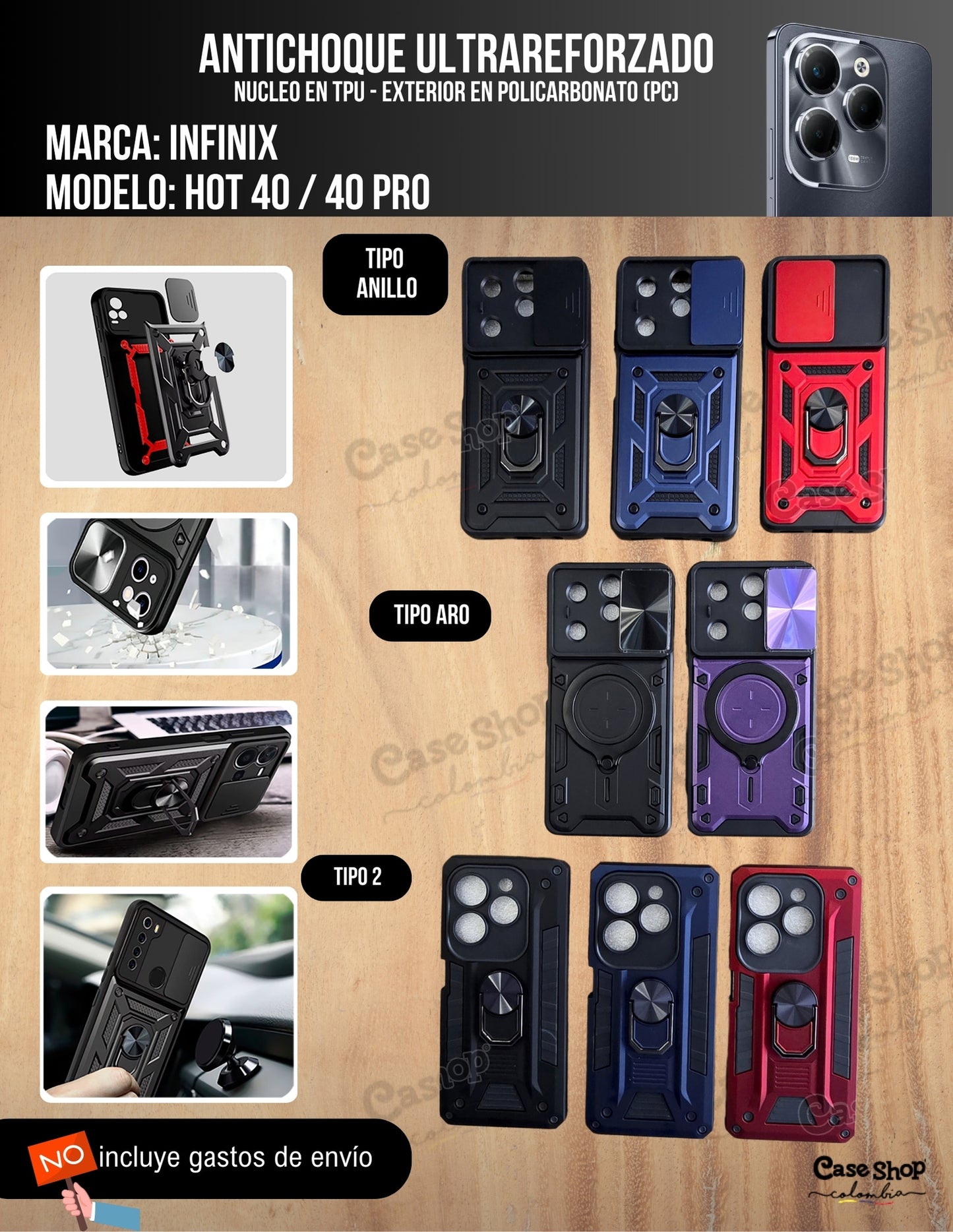 Antichoque ultra reforzado Infinix HOT 40 _ 40 PRO