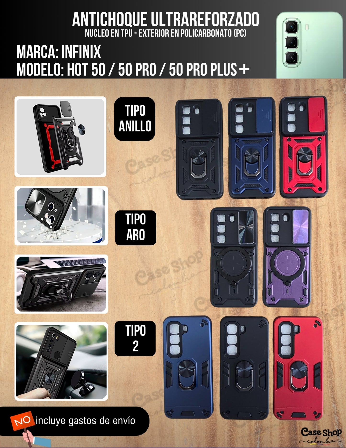 Antichoque ultra reforzado Infinix Hot 50 _ 50 pro _ 50 Pro plus +