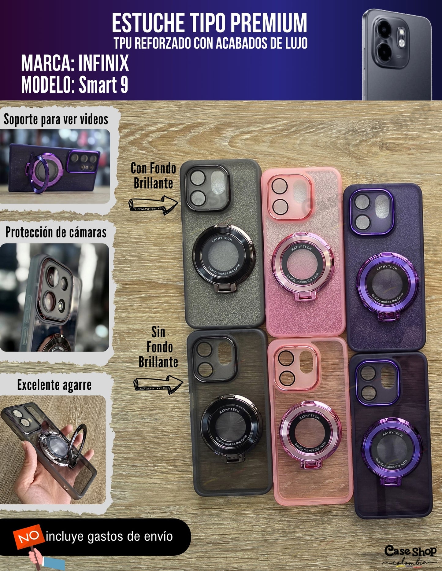 Estuche tipo premium reforzado Infinix Smart 9