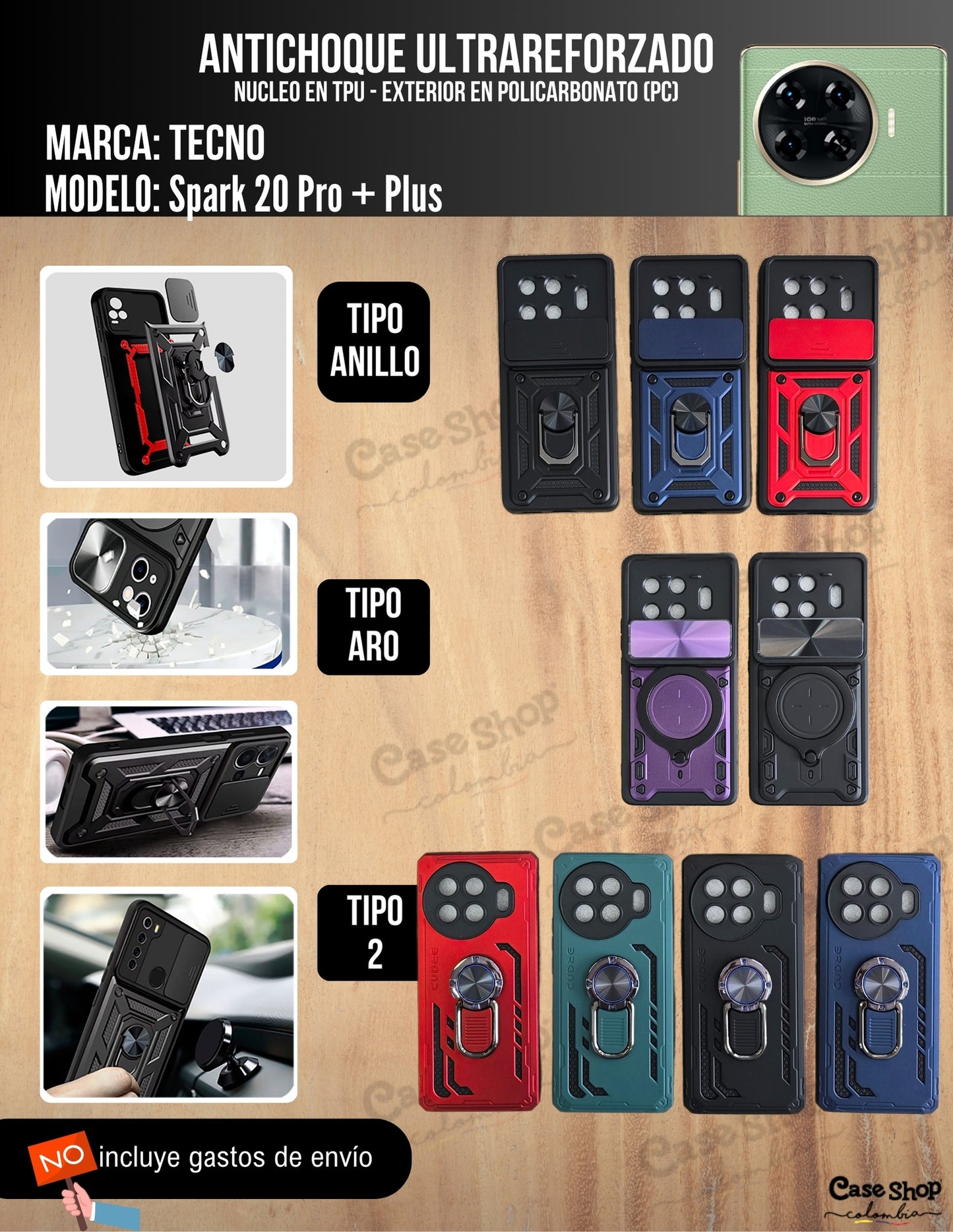 Antichoque ultra reforzado Tecno Spark 20 Pro + plus