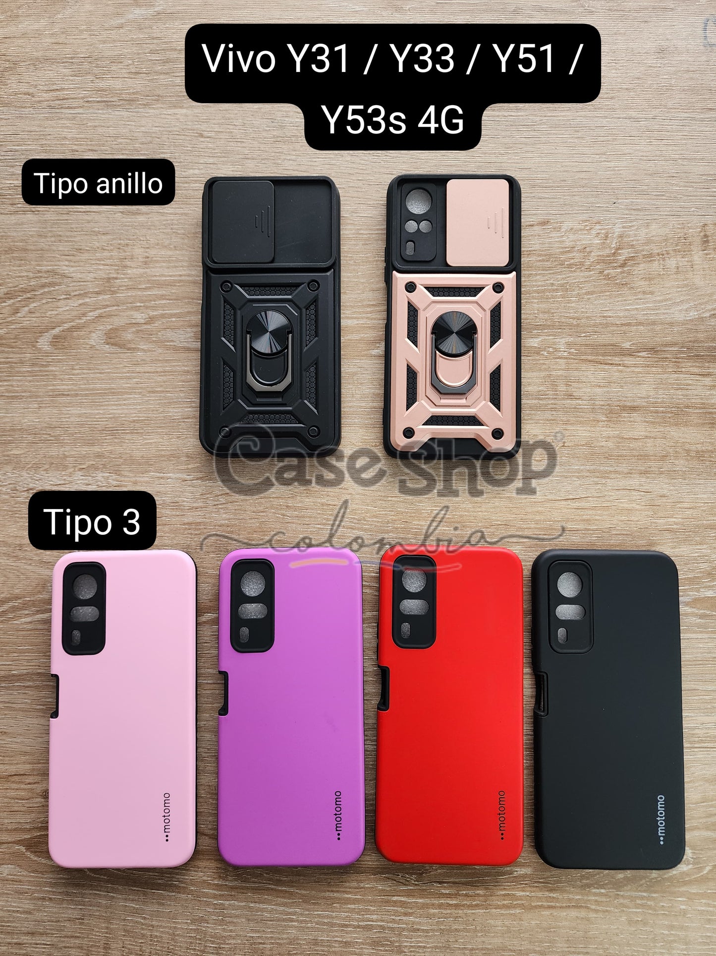 Case tipo anillo y  Silicon case VIVO Y31 _ Y33 _ Y51 _ Y53 4G