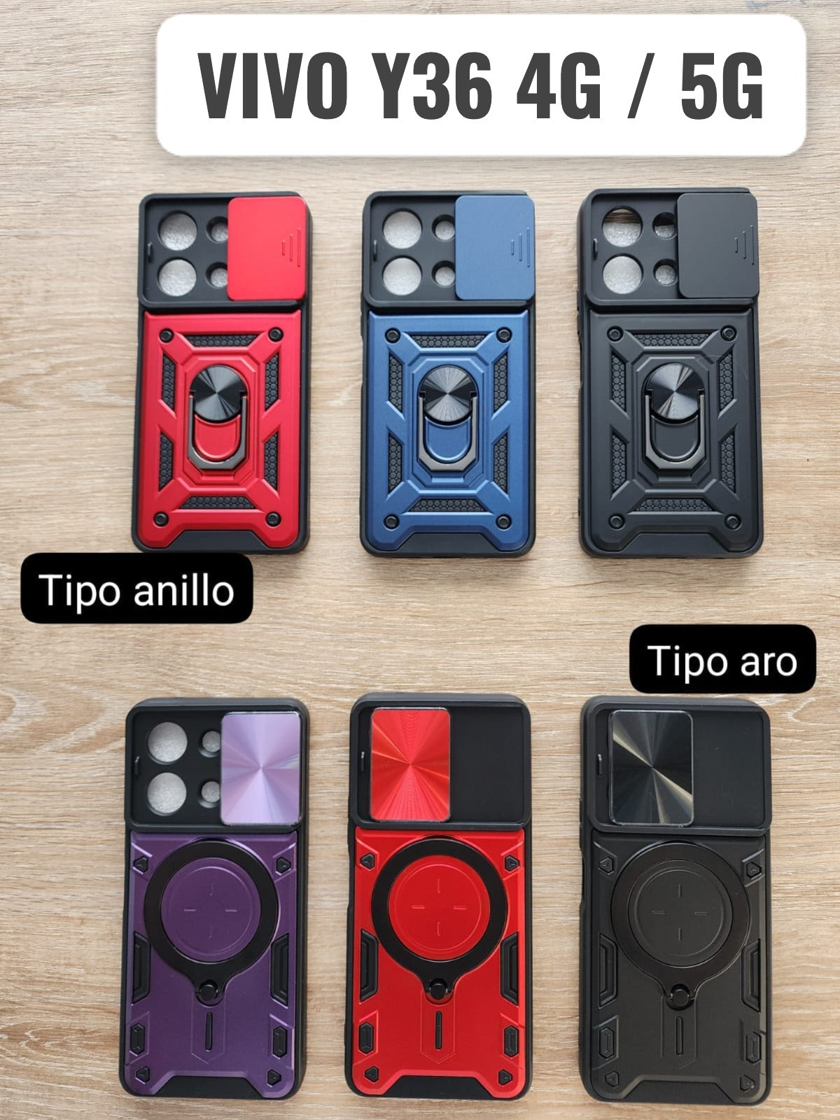 Case tipo anillo y  tipo anillo VIVO Y36 4G _ 5G