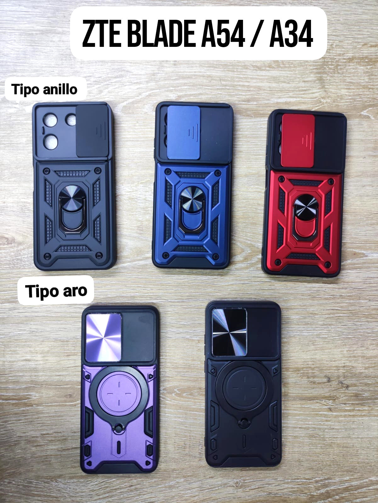 Case tipo anillo y tipo aro para ZTE BLADE A54 - A34.